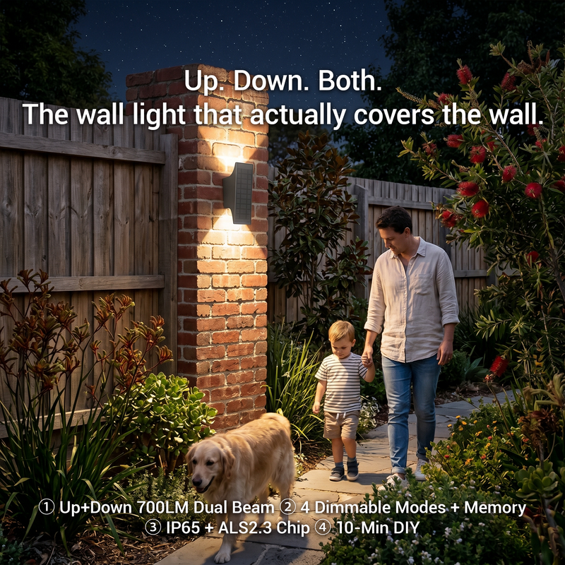 Aquarius Solar Up & Down Wall Light, Weatherproof