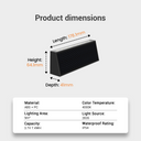 Product dimensions displayed with a black rectangular light on a gray background