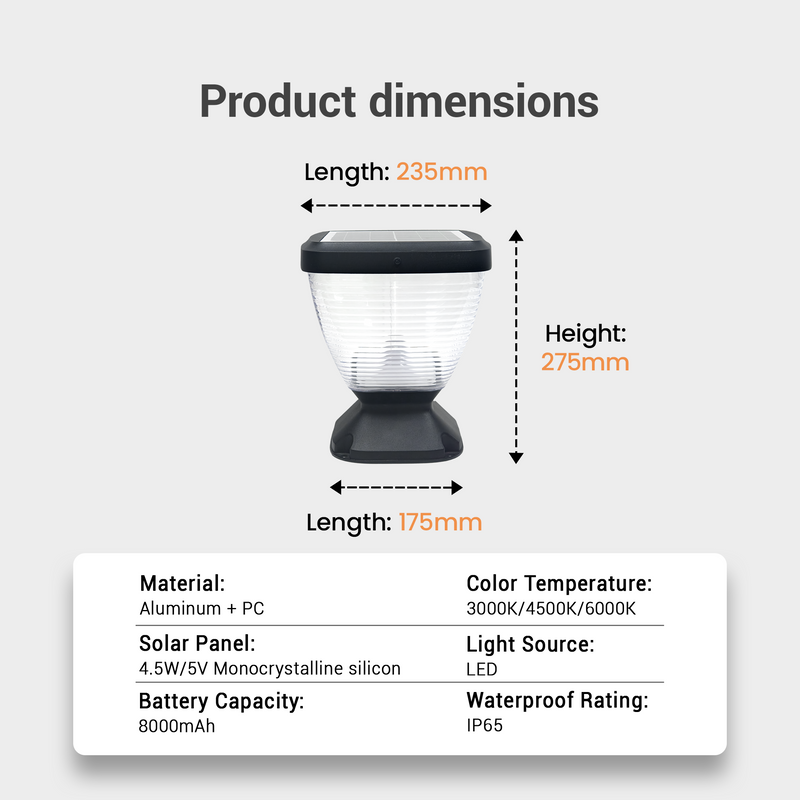 Nexi Solar Pillar Light Moon Design, 3 Colours