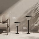 Goya PT0301 solar garden path light shown in adjustable height configurations
