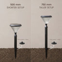 Verta PT0302 solar garden light with 500mm and 750mm height options and mounting base