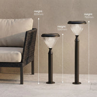 Verta PT0302 solar garden light shown in 500mm and 750mm height configurations