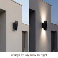 PT0710 solar up and down wall light charging by day and automatically illuminating at night