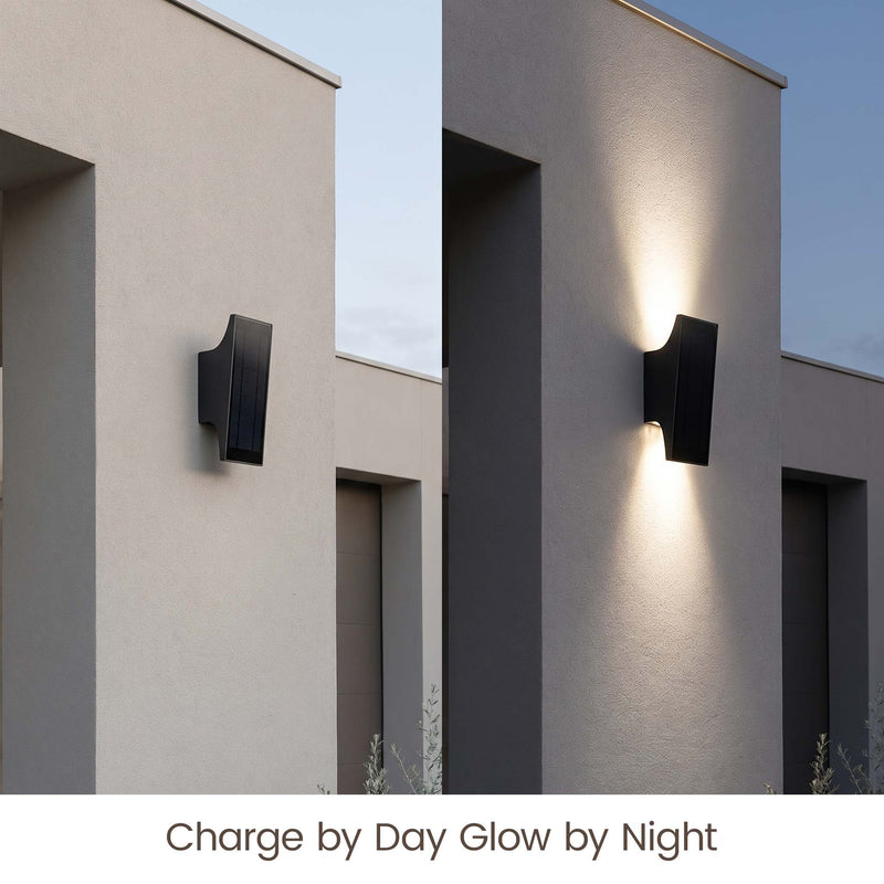 PT0710 solar up and down wall light charging by day and automatically illuminating at night