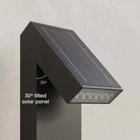 PT0723 solar pathway light with 30-degree tilted solar panel and downward LED light