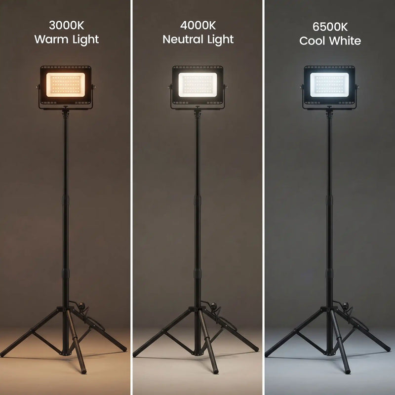 E027EI tri-colour LED work light with 3000K warm, 4000K neutral and 6500K cool white light