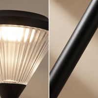 Ulyx PT0300 solar path light close-up showing prism lens and black aluminium post