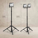 E027EI portable LED work light tripod height comparison for single and twin-head models