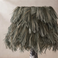 Close-up of the textured fabric shade on the Freehand Arabescato Marble Table Lamp